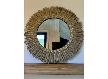 Resin Gabby Hanging Wall Mirror - Distressed Painted Gold