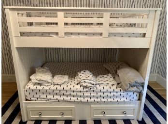 Pottery Barn Full Over Full Bunk Beds - White Cottage Style - 2 Storage Drawers