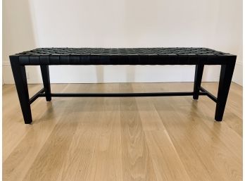 Black Woven Leather Bench