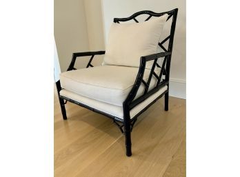 Single Arm Chair Navy And Cream Chippendale Style