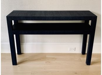 Serena And Lily Black Grass Cloth Console Table With Shelf