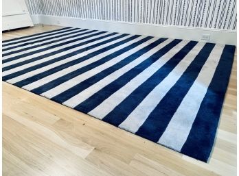 Grey And Navy Wool Area Rug - Needs Cleaning