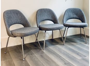 Set Of 3 Grey Wool Rove Modern Chairs