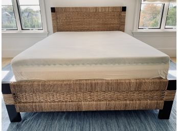 William Sonoma Queen Size Rattan And Wood Bed With Tulo Mattress