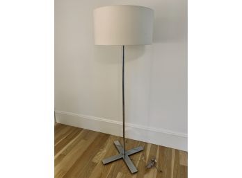 Single Chrome Standing Lamp With X Base And Cream Shade
