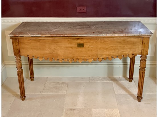 Antique French Marble Top Console With Carved Legs