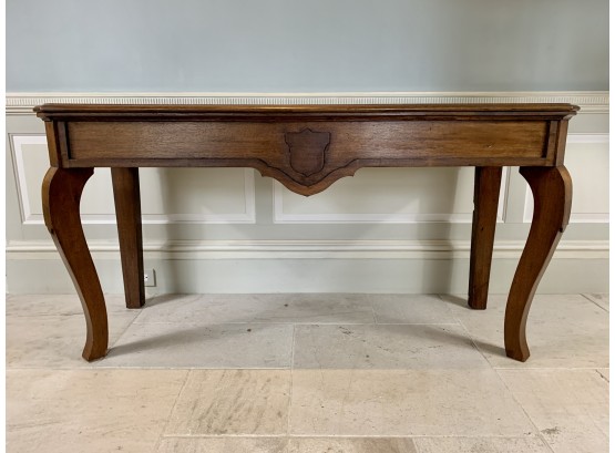 Antique Dark Hardwood Console Table With Cabriole Legs