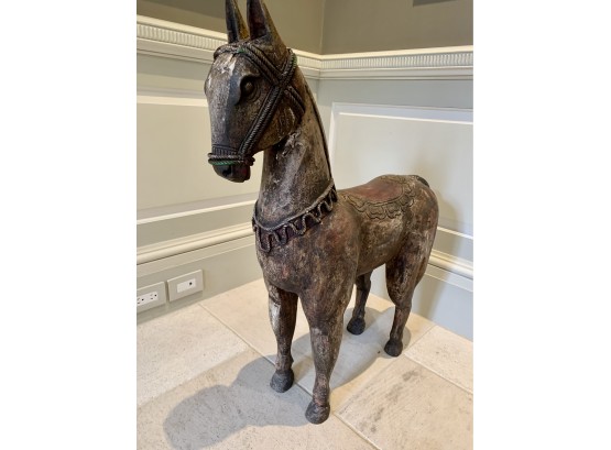 Antique Carved Painted Wood Horse