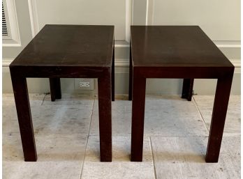 Pair Of Dark Wood Rectangular Side Tables
