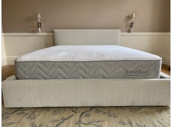 Room And Board Queen Bed With Brushed Cotton Herringbone Fabric Frame