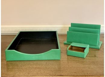 Cross Green Faux Leather Desk Set