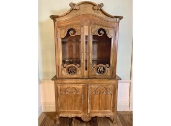 Antique French Carved China Cabinet With Glass Shelves, 4 Doors
