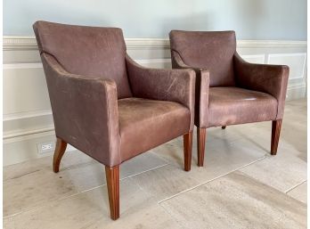 Pair Of Brown HBF Leather Arm Chairs