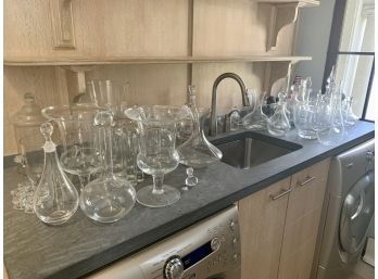 Large Collection Of Floral Vases, Ice Buckets, Candle Holders, Decanters, Jugs