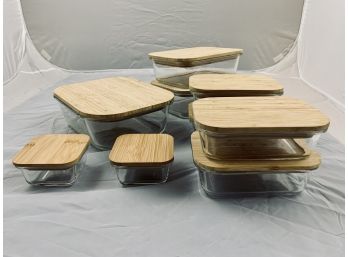 Collection Of Nummyware Glass Food Containers With Bamboo Tops