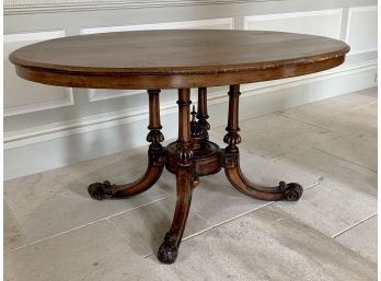 Antique Oval Fruitwood Table With Inlay