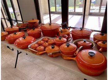 Large Collection Of Vintage And New Le Creuset - Flame Color