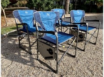 Set Of 4 Timber Ridge Camping Folding Chairs With Tray Tables