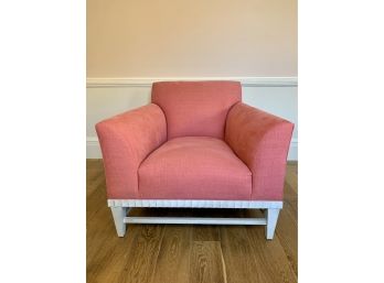 Modern Custom Fabric Armchair With Painted Grey Wood Base