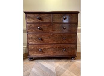 Antique 5 Drawer Mahogany Chest Of Drawers - Top Is Split