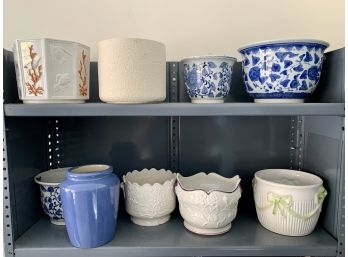 Collection Of 8 Ceramic Planters