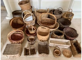 Large Collection Of 34 Woven Baskets