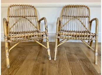 Pair Of Antique Bamboo Armchairs