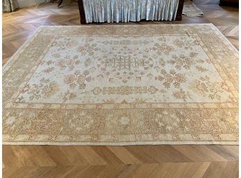 Large Wool Antique Oriental Rug - Beige, Gold, Rust - This Does Show Sign Of Sun Fading