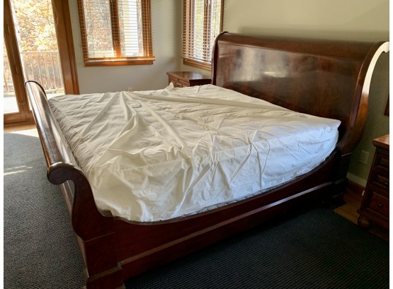 Dark Wood King Size Sleigh Bed - Mattress Not Included