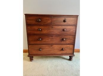 Antique Dark Wood Dresser - 5 Drawer