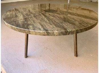 Modern Green Marble Coffee Table With Metal Center And Legs