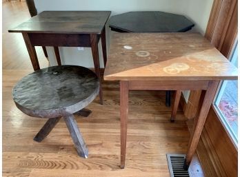Collection Of 4 Antique Wood Side Tables - Need Refinishing