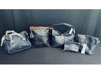 Collection Of 5 Navy Dooney And Bourke Leather Bags