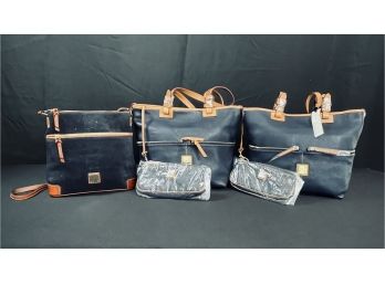 Collection Of 3 Navy With Natural Leather Dooney And Bourke Bags - 2 New Leather, 1 Used Suede