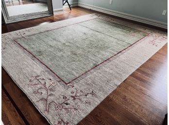 Branches Rug In Sage Green - 100 Lambswool, Hand Knotted, Natural Dye