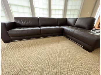 Maurice Villency Modern Chocolate Leather Sectional - Retails $6500.00