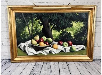 Large Oil On Canvas Framed Signed Still Life - 1986 - With Light