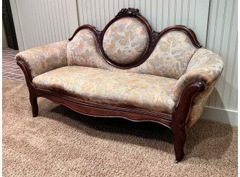 Antique Settee With Tapestry Fabric