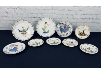 Collection Of Painted Decorative Plates From France And West Germany