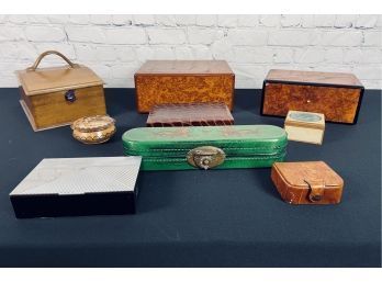 Collection Of 9 Covered Boxes  - Various Sizes