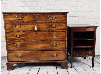 Collection Of Antique Wood Pieces - Side Table And Chest Of Drawers - Tops Show Signs Of Age