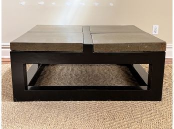Mrs. Macdougall Chinese Black Lacquer Low Coffee Table With 4 Stone Top - Retails $13,500