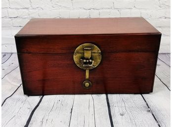 Chinese Wooden Box With Brass Hardware