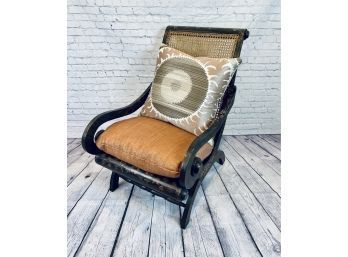 Single Cane And Wood Arm Chair - Ivy Motif