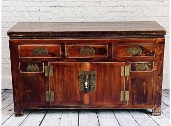 Antique Asian Sideboard - 5 Drawers, 2 Doors
