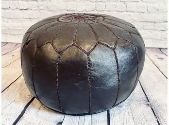 Single John Derian Leather Moroccan Pouf - Chocolate