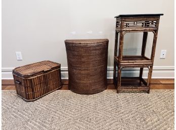 3 Pieces Of Bamboo And Wicker