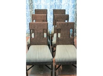 Set Of 6 McGuire Woven Core Side Chairs