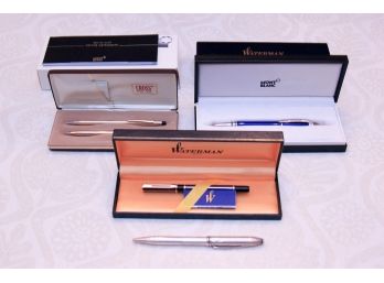 Set Of 5 Pens/Pencil - Montblanc, Watermann, Cross
