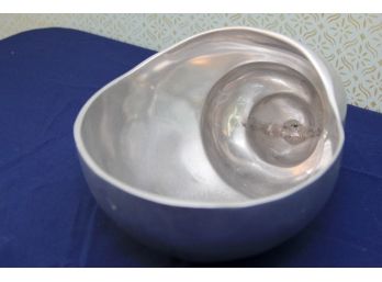 Silver Metal Decorative Shell Cornucopia By Lunares